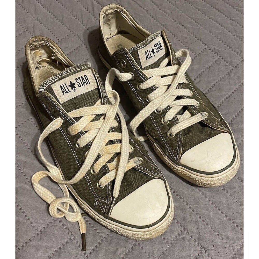 Vintage Converse All Stars Shoes Mens Size 10 Army Green Y2K Natural Hemp Rare